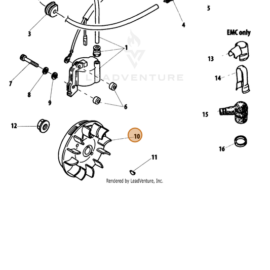 Echo part A409000400 — IPL diagram snippet (6x zoom, amber highlight)