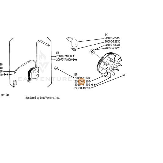 Echo part A409000540 — IPL diagram snippet (6x zoom, amber highlight)