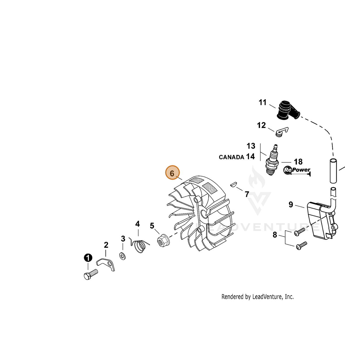 ECHO part A409000901 — IPL diagram snippet (6x zoom, amber highlight)