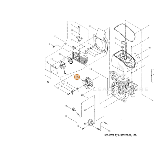 Echo part A409000990 — IPL diagram snippet (6x zoom, amber highlight)