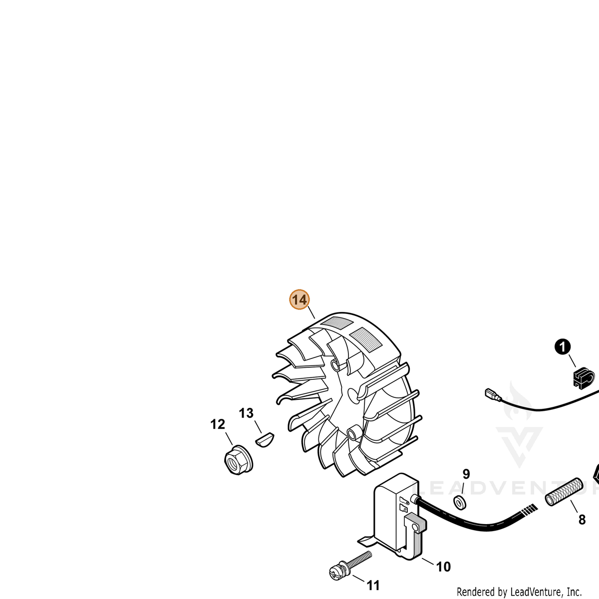 ECHO part A409001130 — IPL diagram snippet (6x zoom, amber highlight)