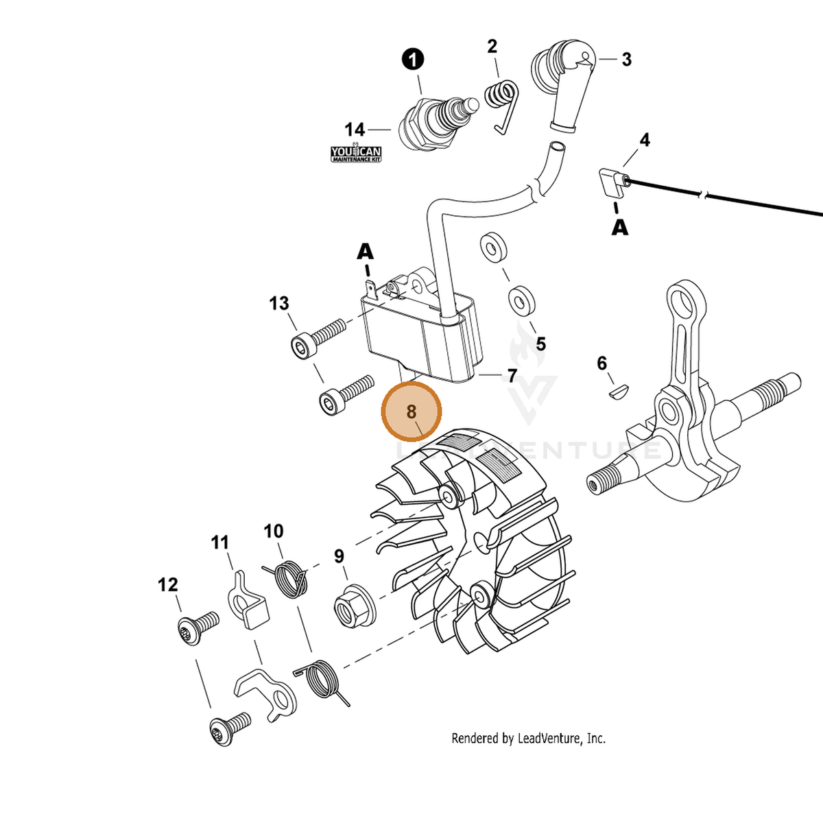 ECHO part A409001180 — IPL diagram snippet (6x zoom, amber highlight)