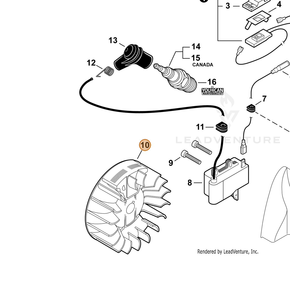 ECHO part A409001250 — IPL diagram snippet (6x zoom, amber highlight)