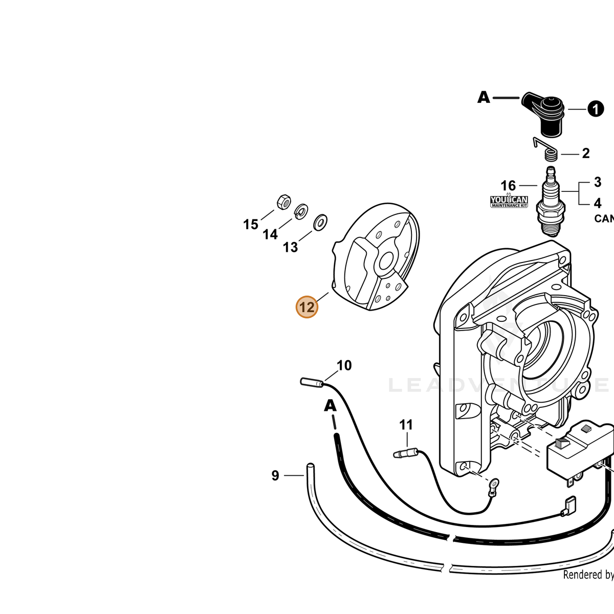 ECHO part A409001270 — IPL diagram snippet (6x zoom, amber highlight)