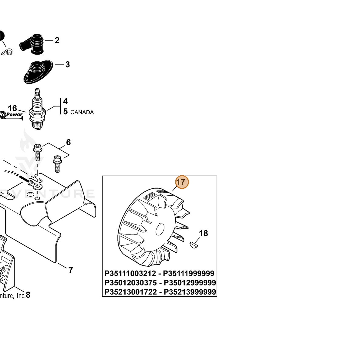 ECHO part A409001280 — IPL diagram snippet (6x zoom, amber highlight)