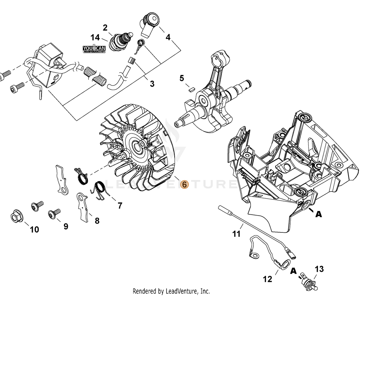 ECHO part A409001420 — IPL diagram snippet (6x zoom, amber highlight)
