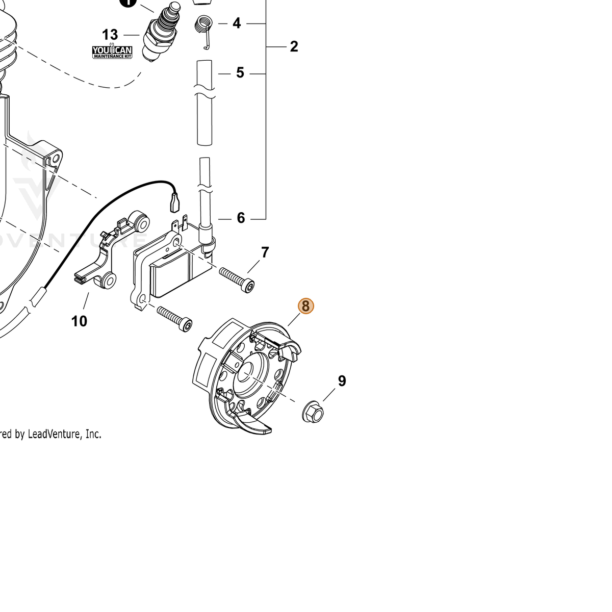 ECHO part A409001470 — IPL diagram snippet (6x zoom, amber highlight)