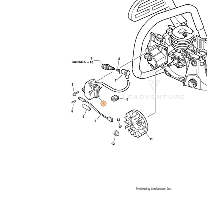 ECHO part A411000031 — IPL diagram snippet (6x zoom, amber highlight)