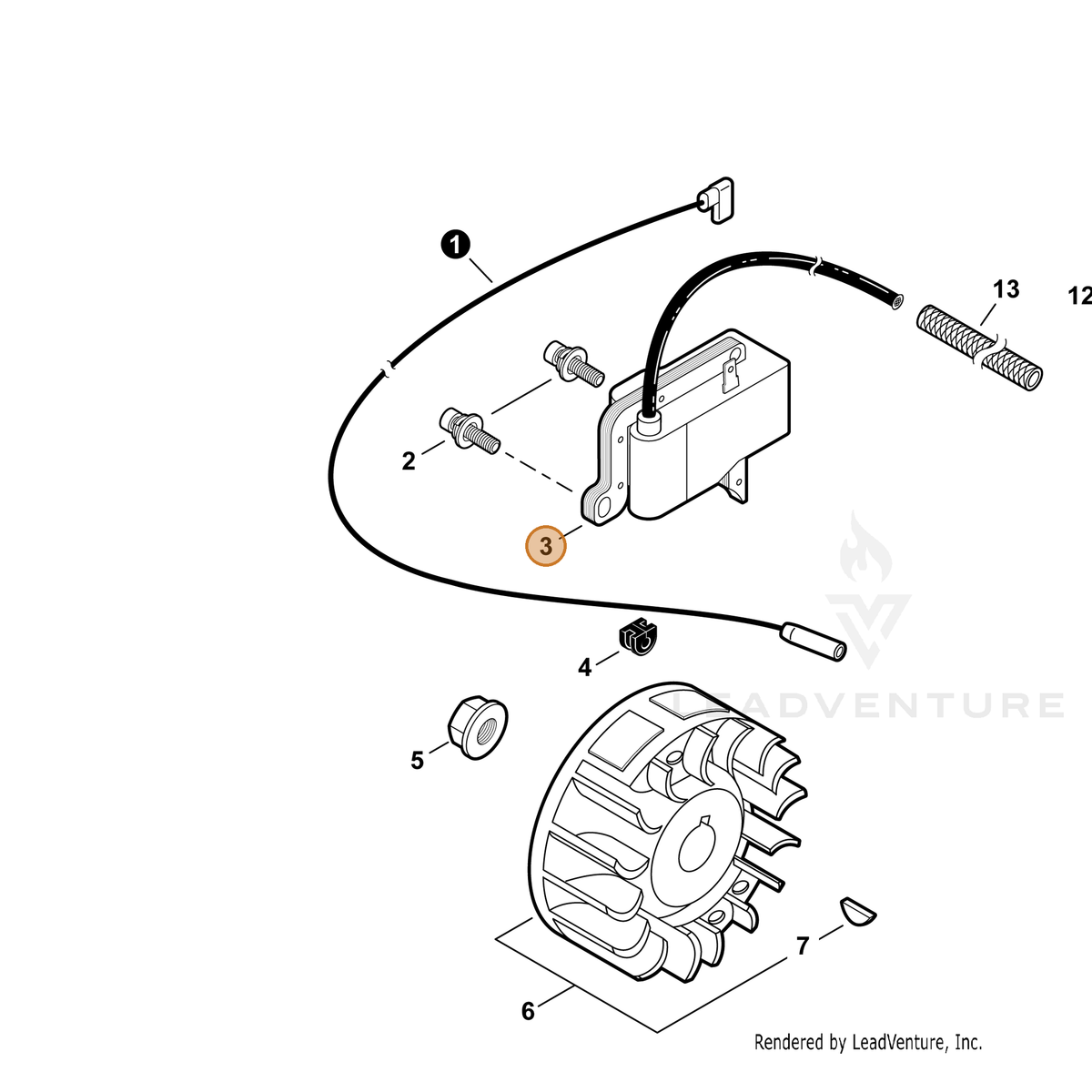 ECHO part A411000050 — IPL diagram snippet (6x zoom, amber highlight)