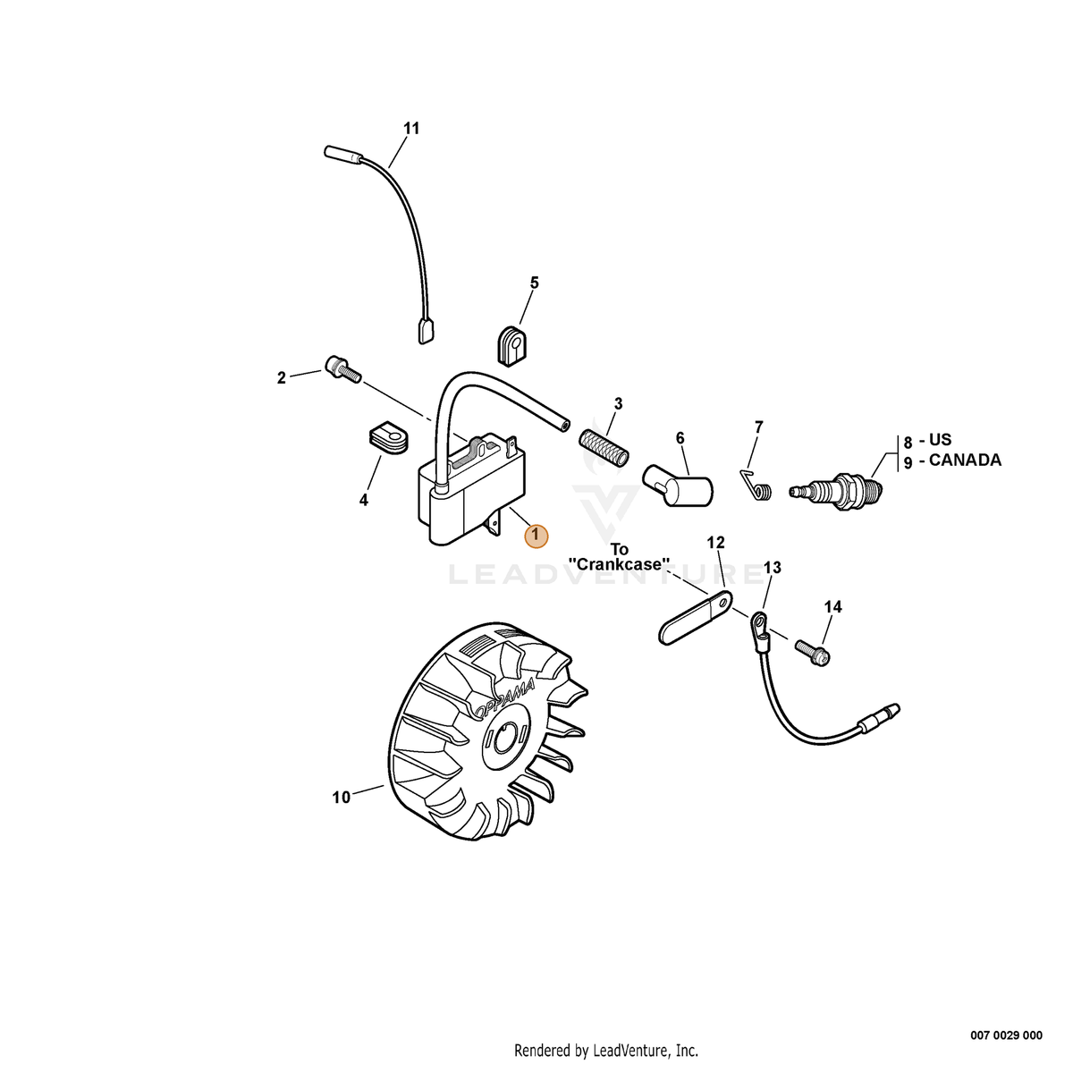 ECHO part A411000212 — IPL diagram snippet (6x zoom, amber highlight)