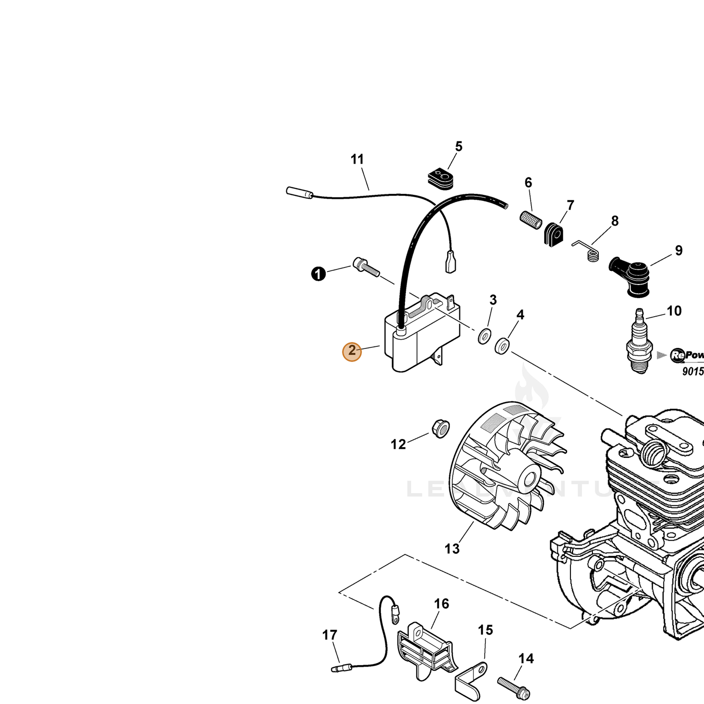 ECHO part A411000252 — IPL diagram snippet (6x zoom, amber highlight)