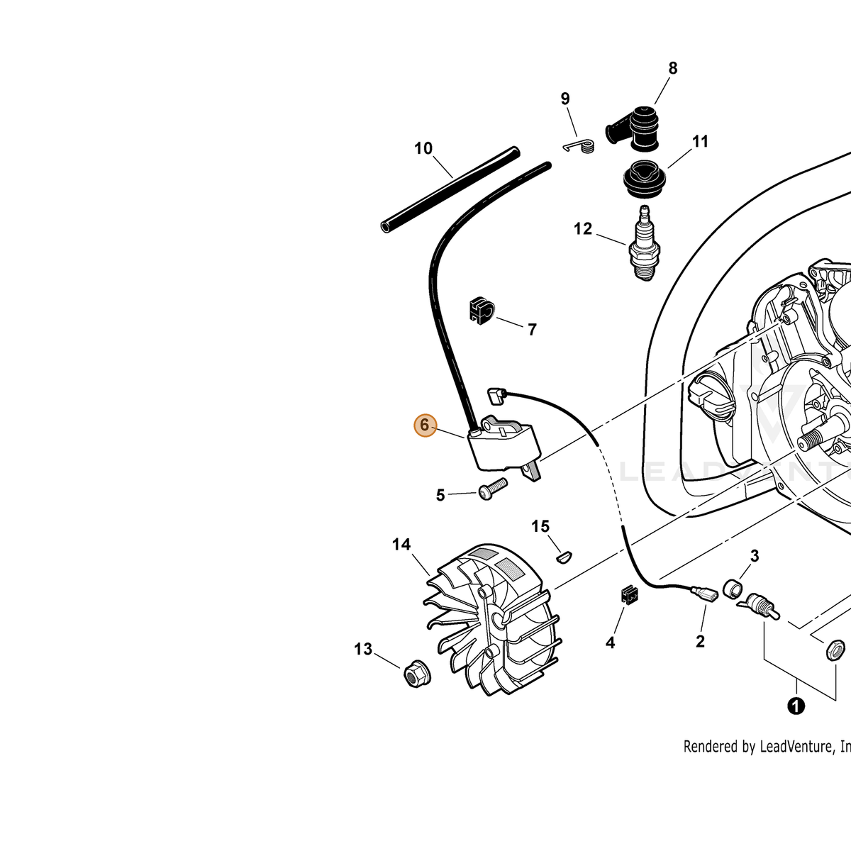ECHO part A411001190 — IPL diagram snippet (6x zoom, amber highlight)