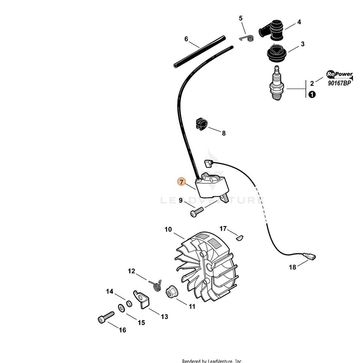 ECHO part A411001430 — IPL diagram snippet (6x zoom, amber highlight)