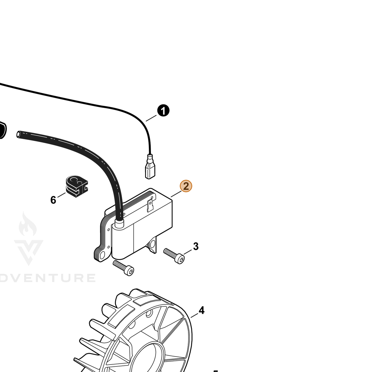 ECHO part A411001522 — IPL diagram snippet (6x zoom, amber highlight)