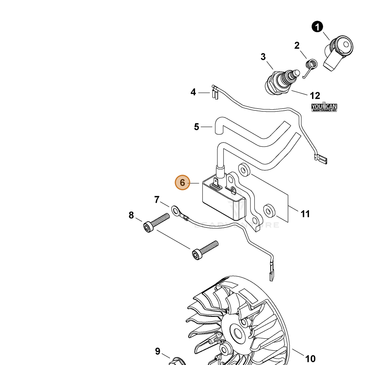 ECHO part A411001740 — IPL diagram snippet (6x zoom, amber highlight)
