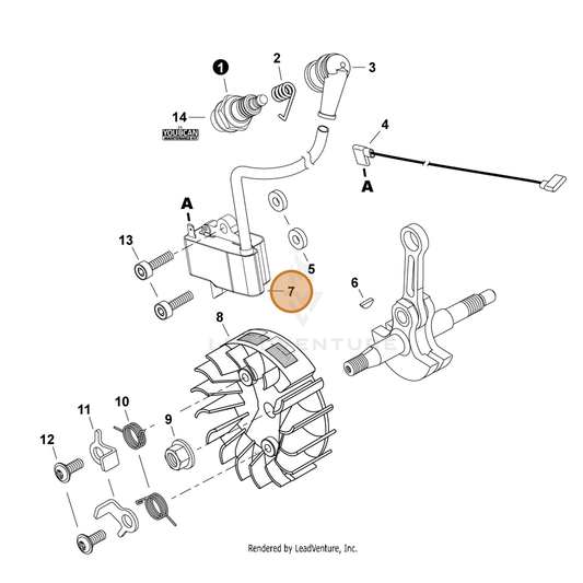 Echo part A411001961 — IPL diagram snippet (6x zoom, amber highlight)