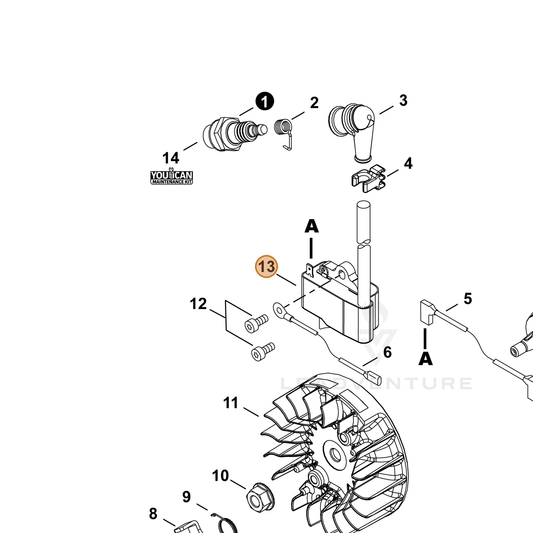 ECHO part A411002060 — IPL diagram snippet (6x zoom, amber highlight)