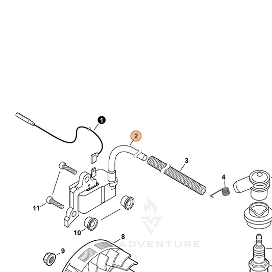 Echo part A411002150 — IPL diagram snippet (6x zoom, amber highlight)