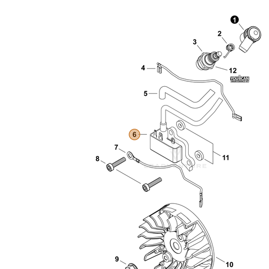 Echo part A411002240 — IPL diagram snippet (6x zoom, amber highlight)
