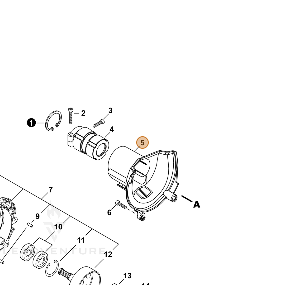 ECHO part A413000120 — IPL diagram snippet (6x zoom, amber highlight)