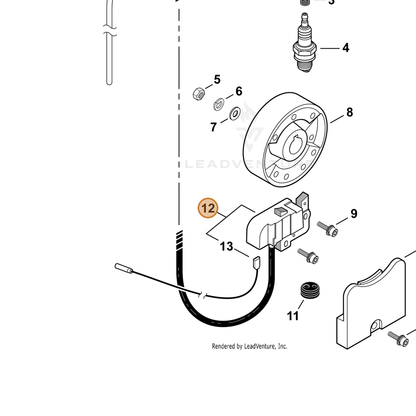 ECHO part A415000001 — IPL diagram snippet (6x zoom, amber highlight)