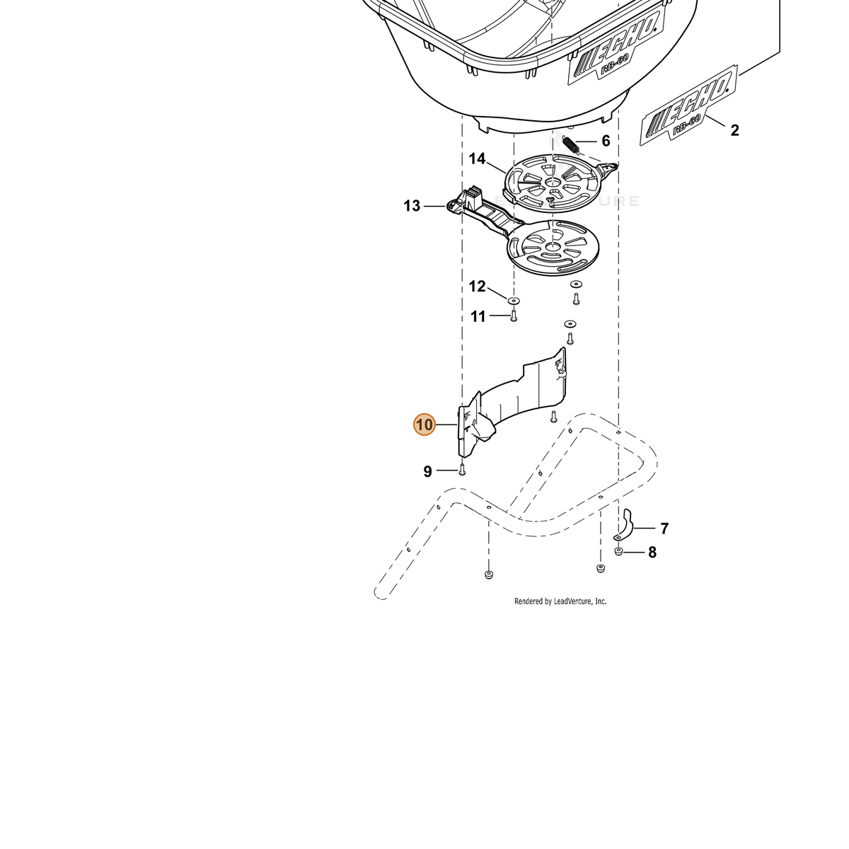 ECHO part A422000480 — IPL diagram snippet (6x zoom, amber highlight)