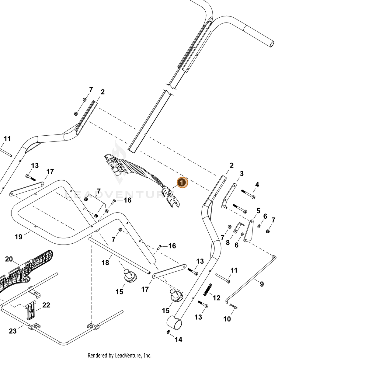 ECHO part A422000500 — IPL diagram snippet (6x zoom, amber highlight)