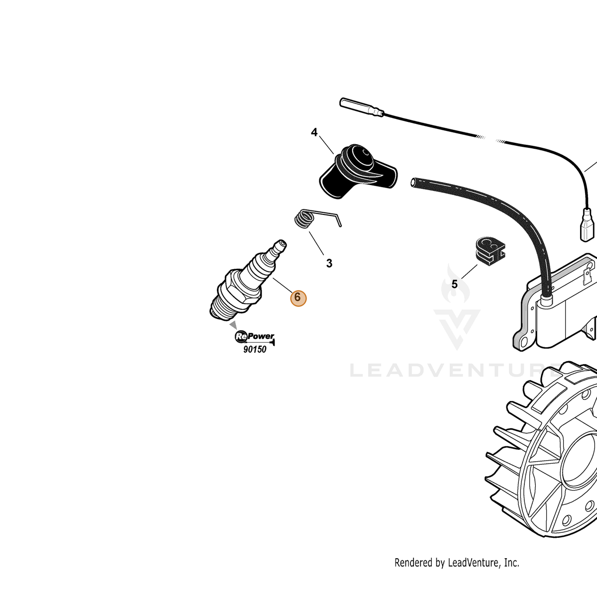 ECHO part A425000050 — IPL diagram snippet (6x zoom, amber highlight)