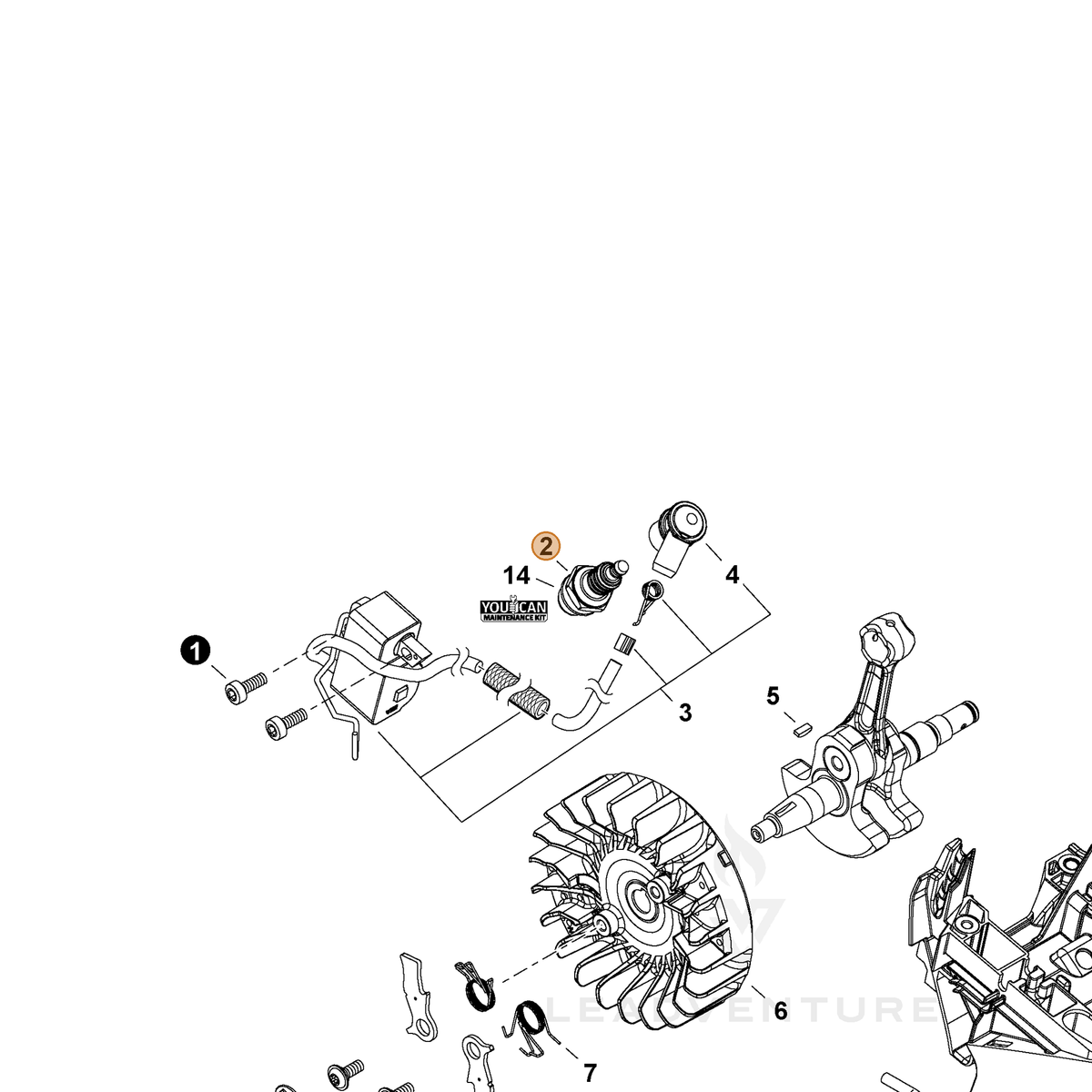 ECHO part A425000080 — IPL diagram snippet (6x zoom, amber highlight)