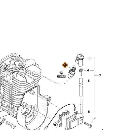 ECHO part A425000090 — IPL diagram snippet (6x zoom, amber highlight)