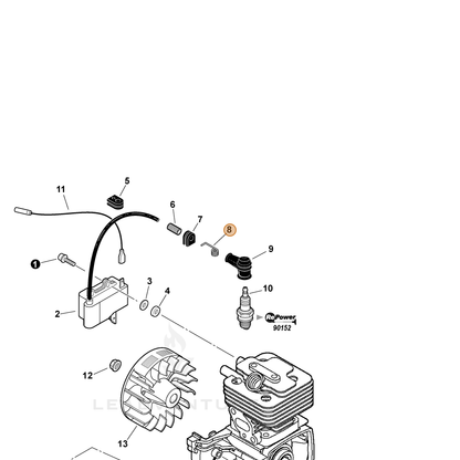ECHO part A426000010 — IPL diagram snippet (6x zoom, amber highlight)