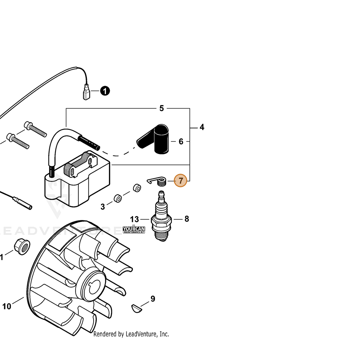 ECHO part A426000020 — IPL diagram snippet (6x zoom, amber highlight)