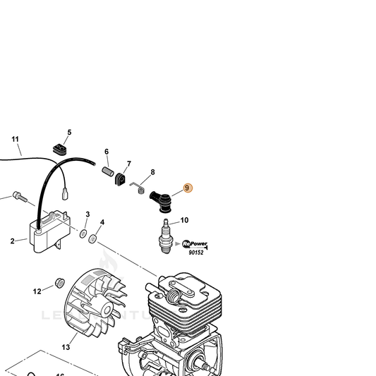 ECHO part A427000013 — IPL diagram snippet (6x zoom, amber highlight)