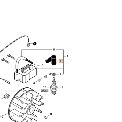 ECHO part A427000020 — IPL diagram snippet (6x zoom, amber highlight)