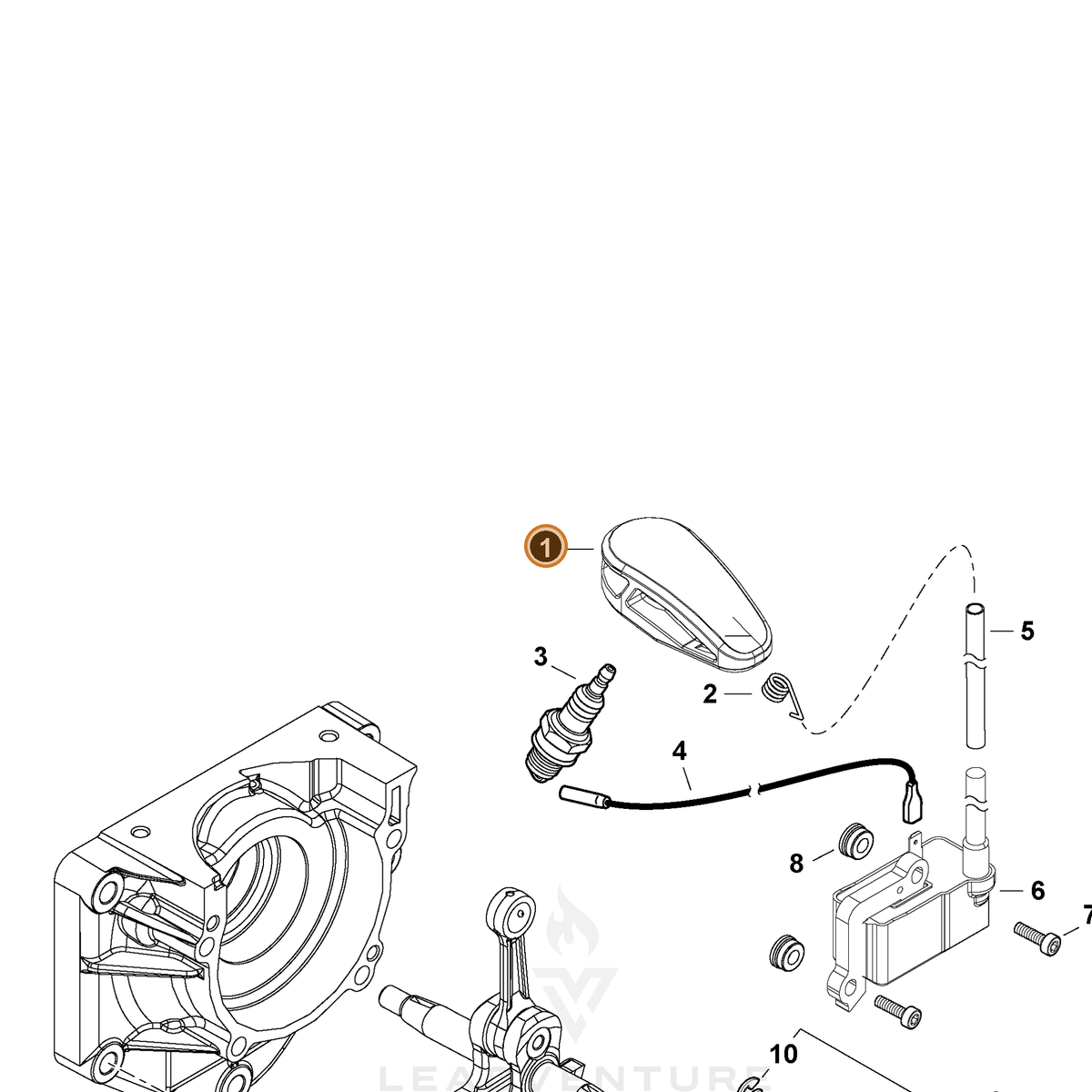 ECHO part A427000230 — IPL diagram snippet (6x zoom, amber highlight)