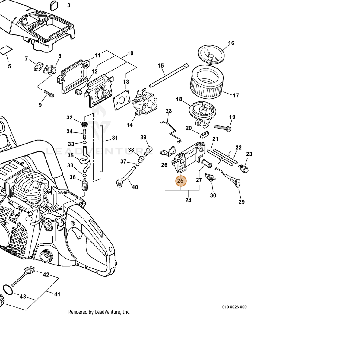 ECHO part A439000310 — IPL diagram snippet (6x zoom, amber highlight)