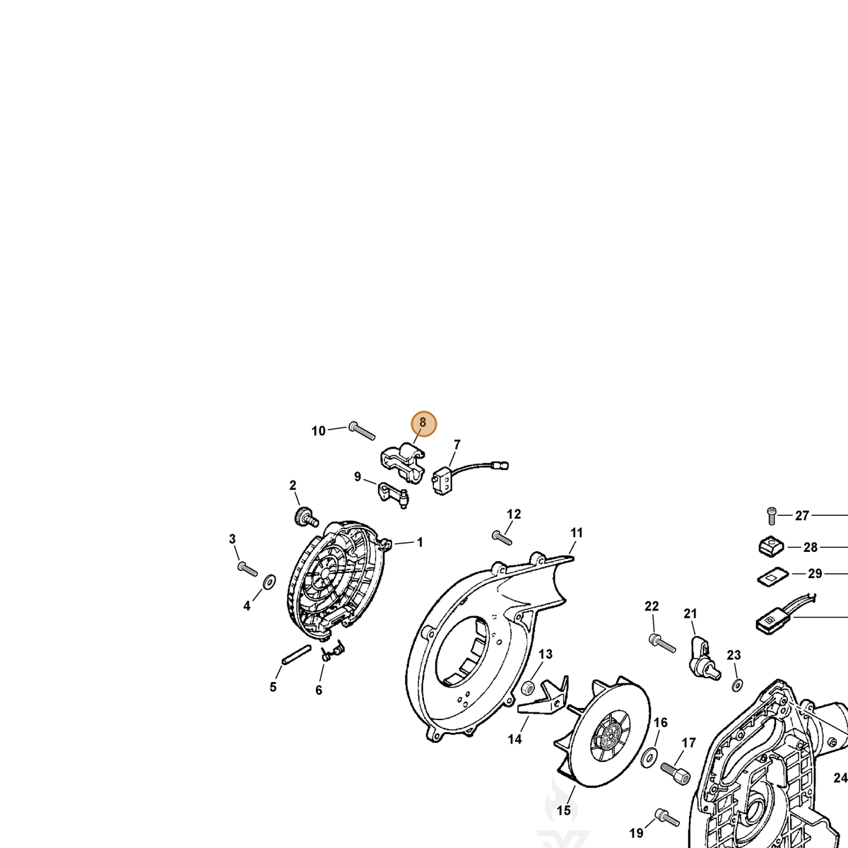 ECHO part A439000370 — IPL diagram snippet (6x zoom, amber highlight)