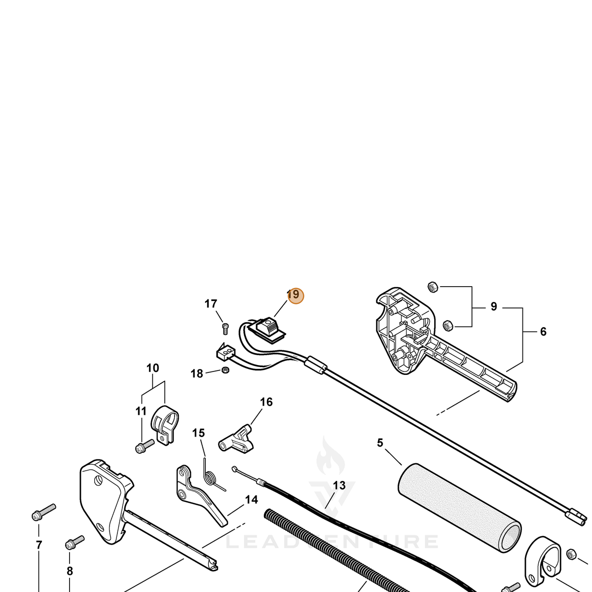 ECHO part A440000100 — IPL diagram snippet (6x zoom, amber highlight)