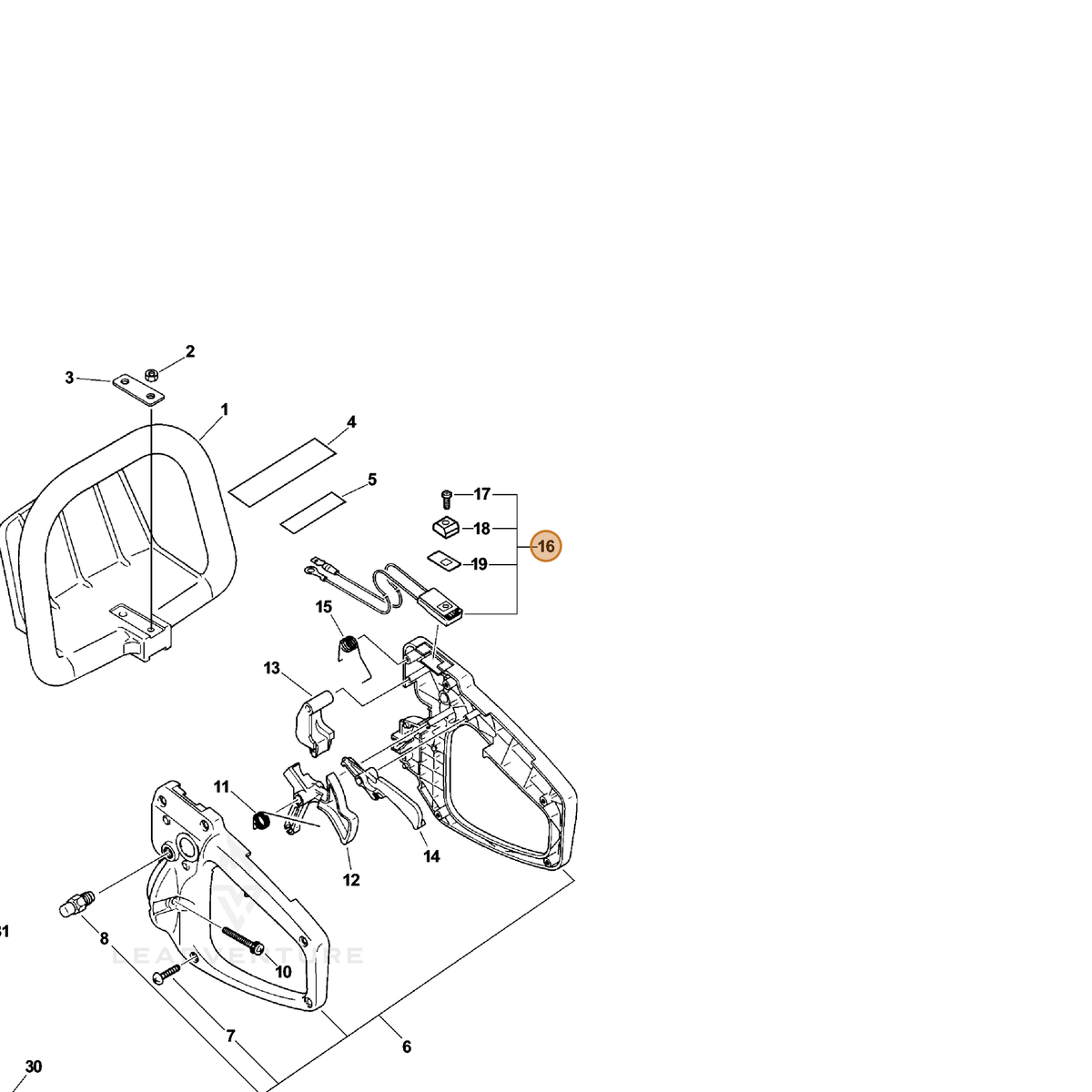 ECHO part A440000150 — IPL diagram snippet (6x zoom, amber highlight)
