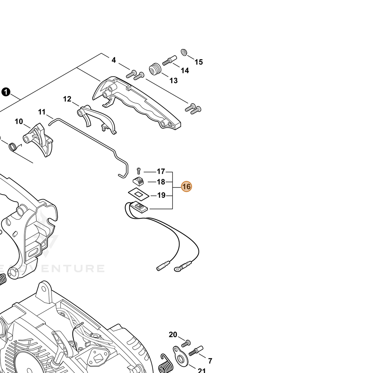 ECHO part A440000211 — IPL diagram snippet (6x zoom, amber highlight)