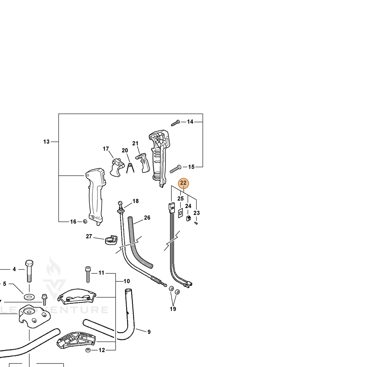 ECHO part A440000240 — IPL diagram snippet (6x zoom, amber highlight)