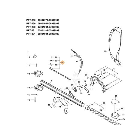 ECHO part A440000280 — IPL diagram snippet (6x zoom, amber highlight)