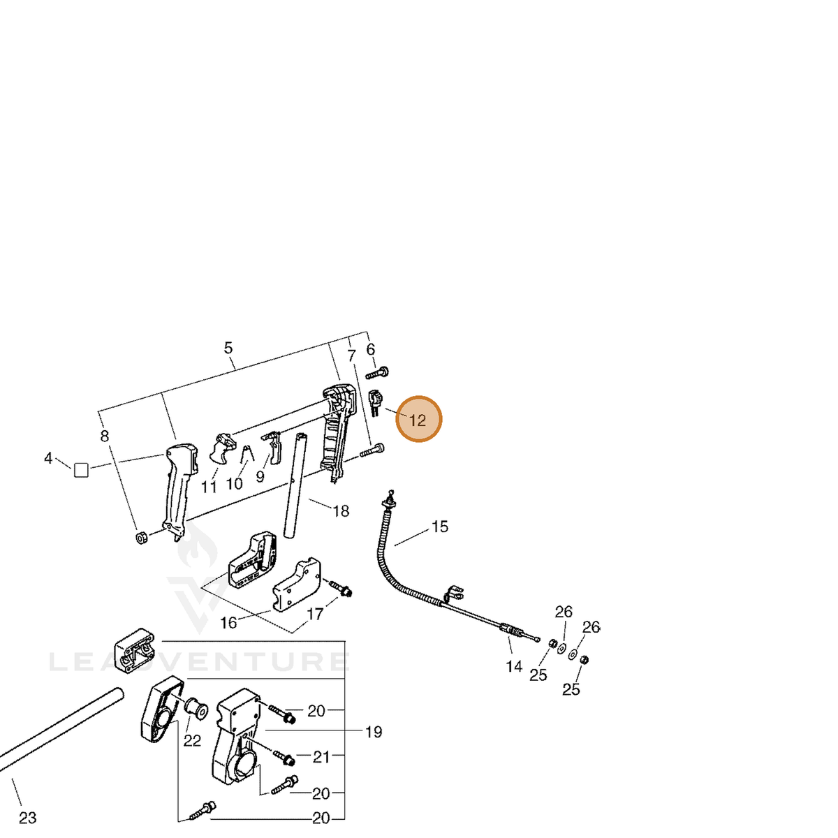 ECHO part A440000310 — IPL diagram snippet (6x zoom, amber highlight)