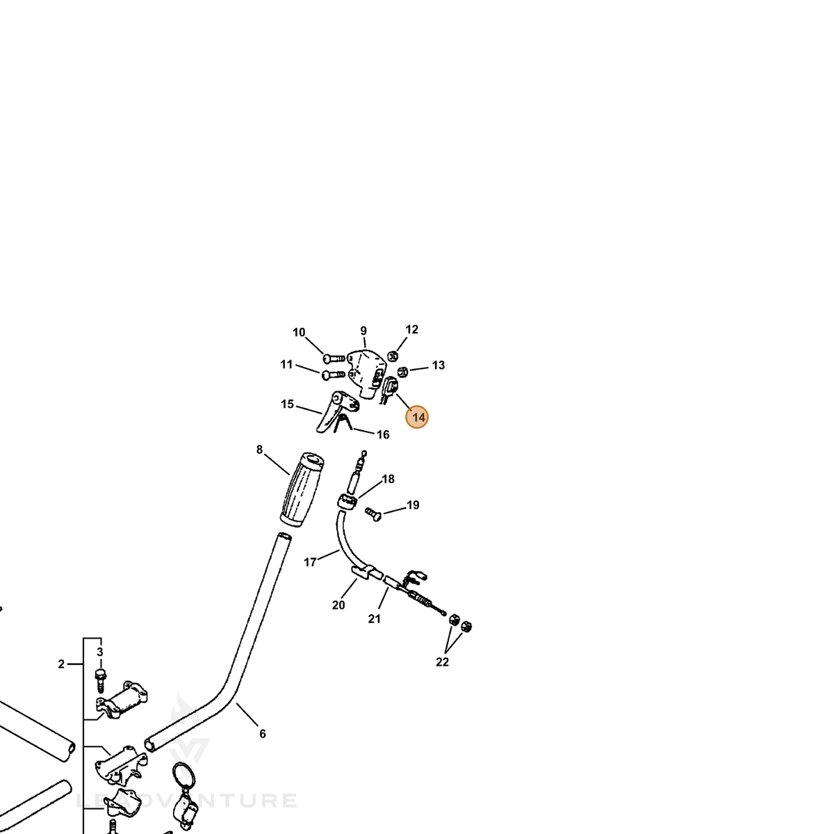 ECHO part A440000340 — IPL diagram snippet (6x zoom, amber highlight)