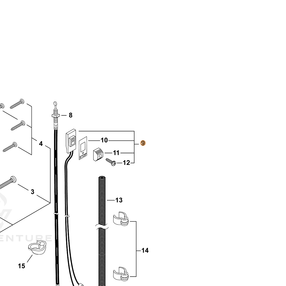 ECHO part A440000881 — IPL diagram snippet (6x zoom, amber highlight)