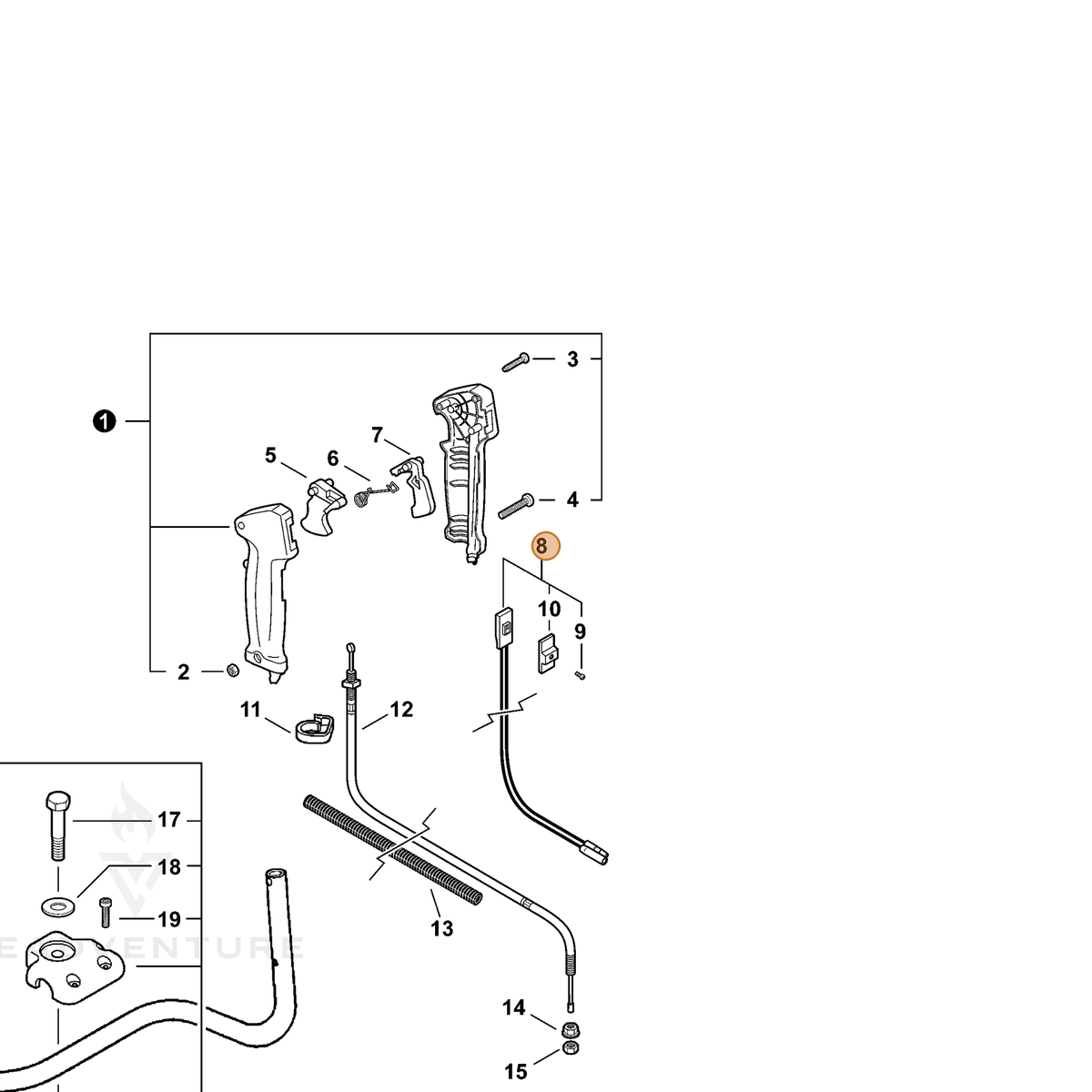 ECHO part A440001250 — IPL diagram snippet (6x zoom, amber highlight)