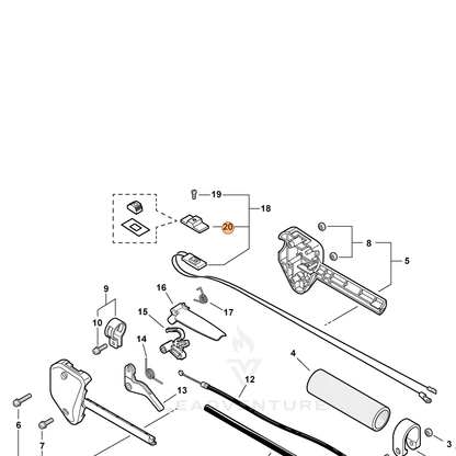 ECHO part A444000020 — IPL diagram snippet (6x zoom, amber highlight)