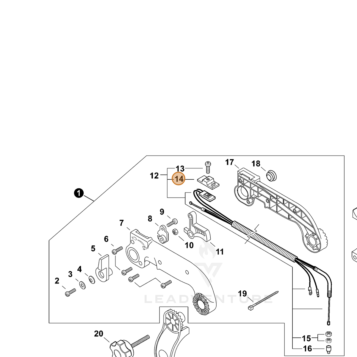 ECHO part A444000050 — IPL diagram snippet (6x zoom, amber highlight)