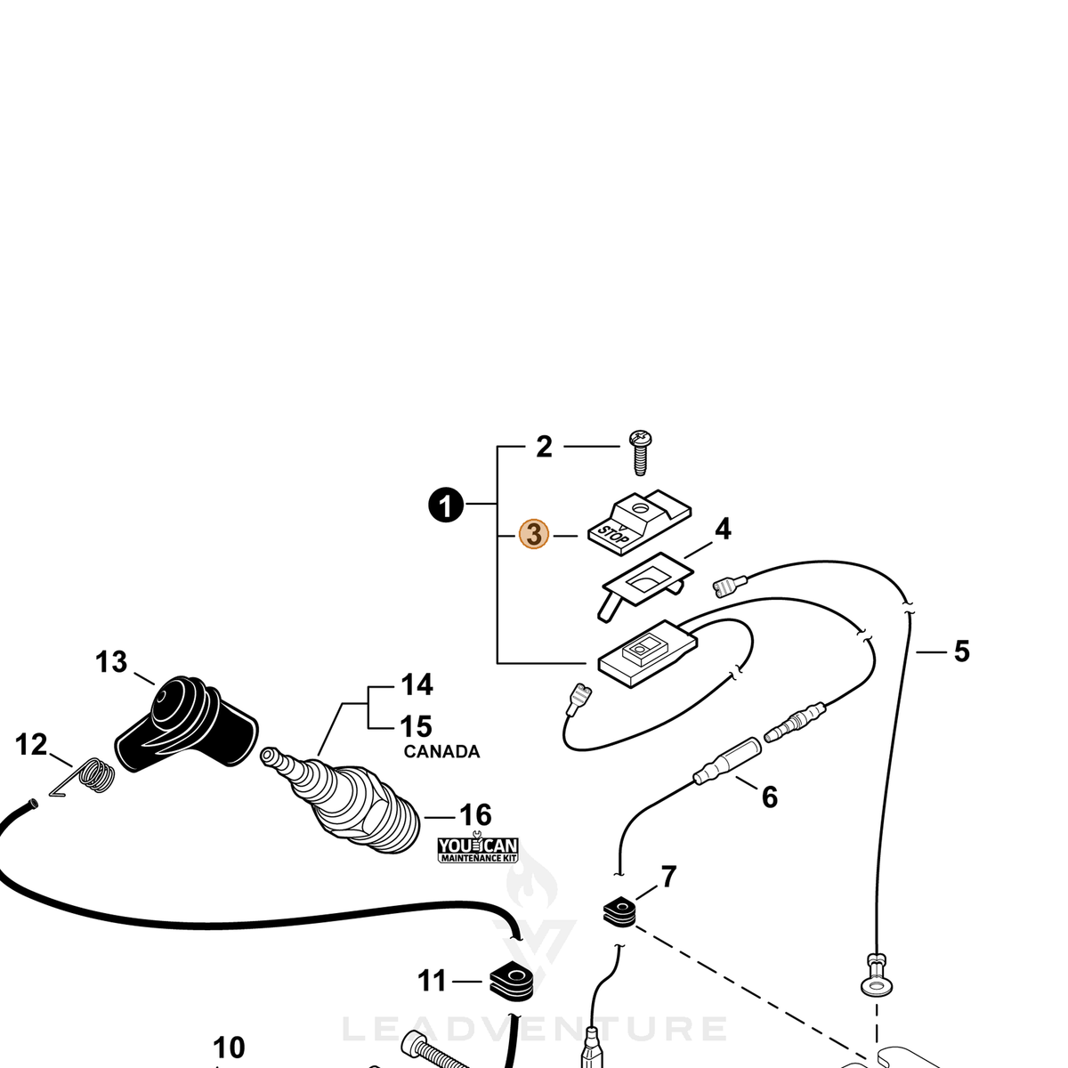 ECHO part A444000060 — IPL diagram snippet (6x zoom, amber highlight)