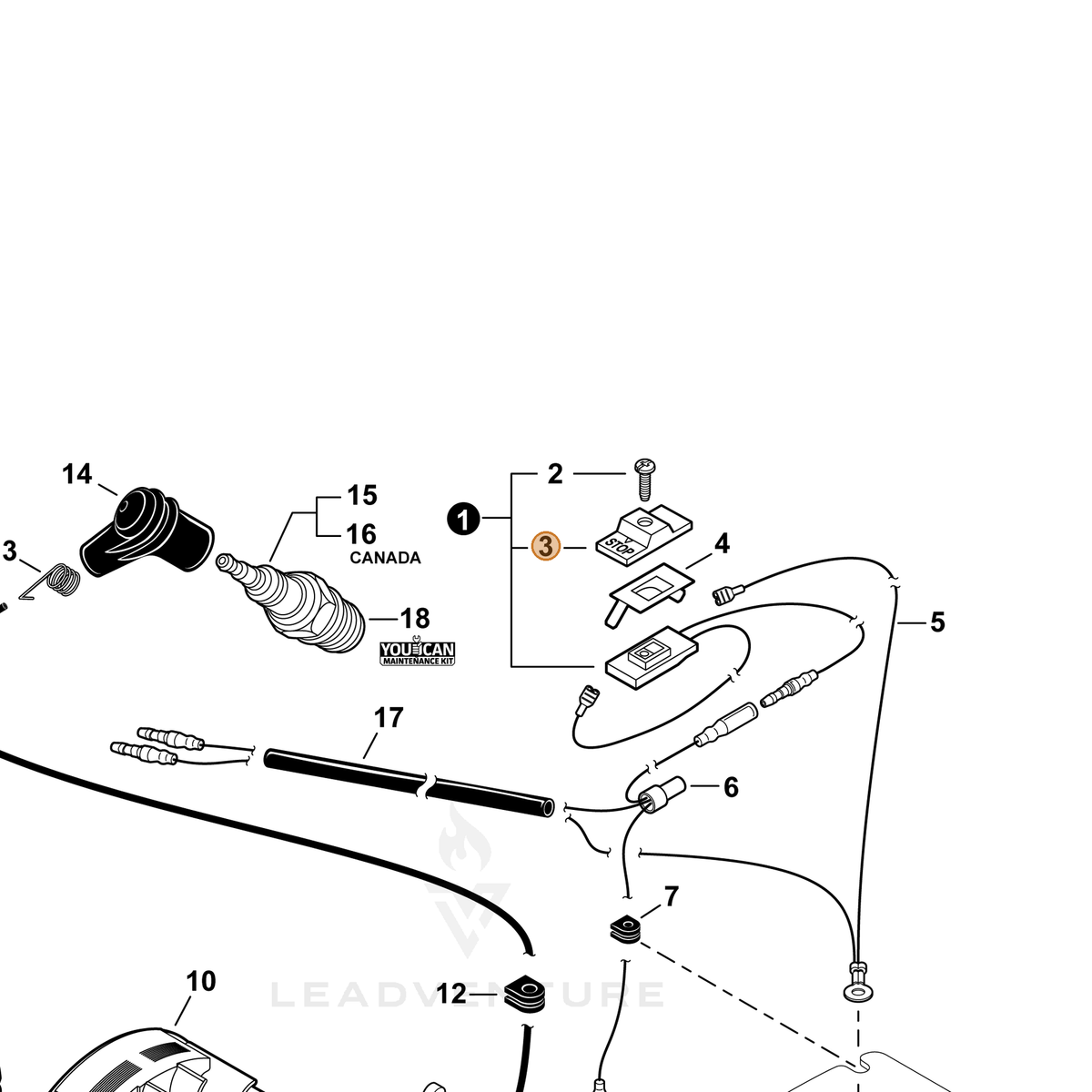 ECHO part A444000160 — IPL diagram snippet (6x zoom, amber highlight)